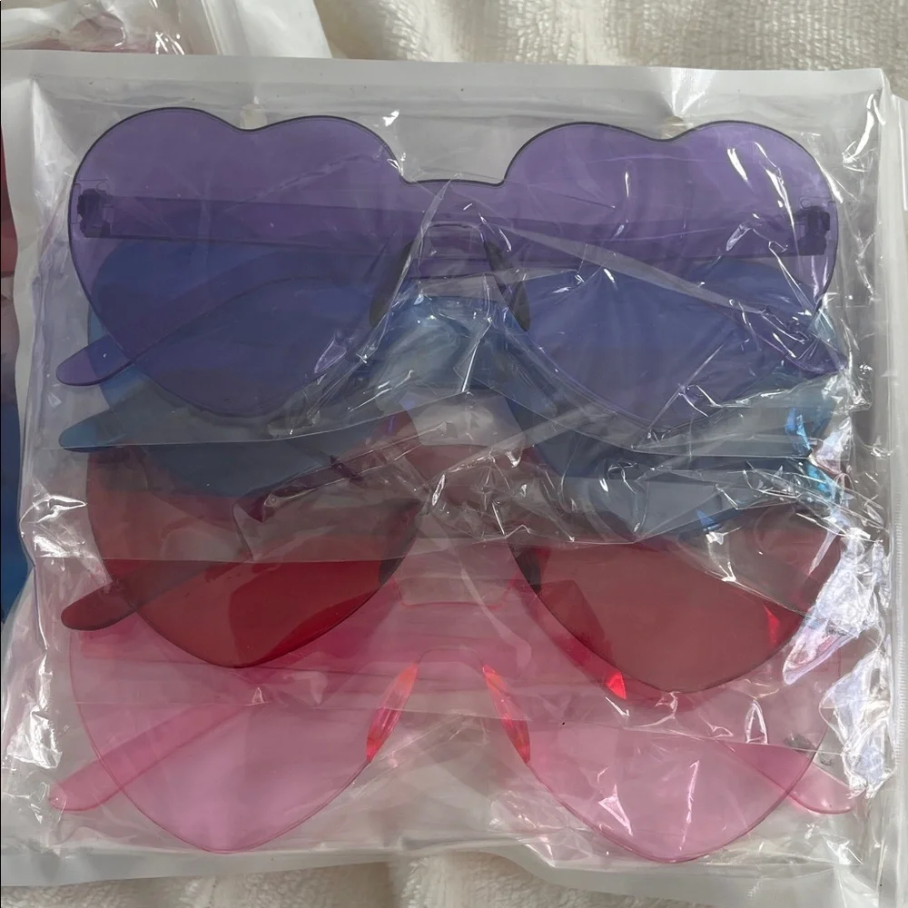 Heart-Shaped Sunglasses Set of 8  - Red, Blue, Purple, Pink nwt